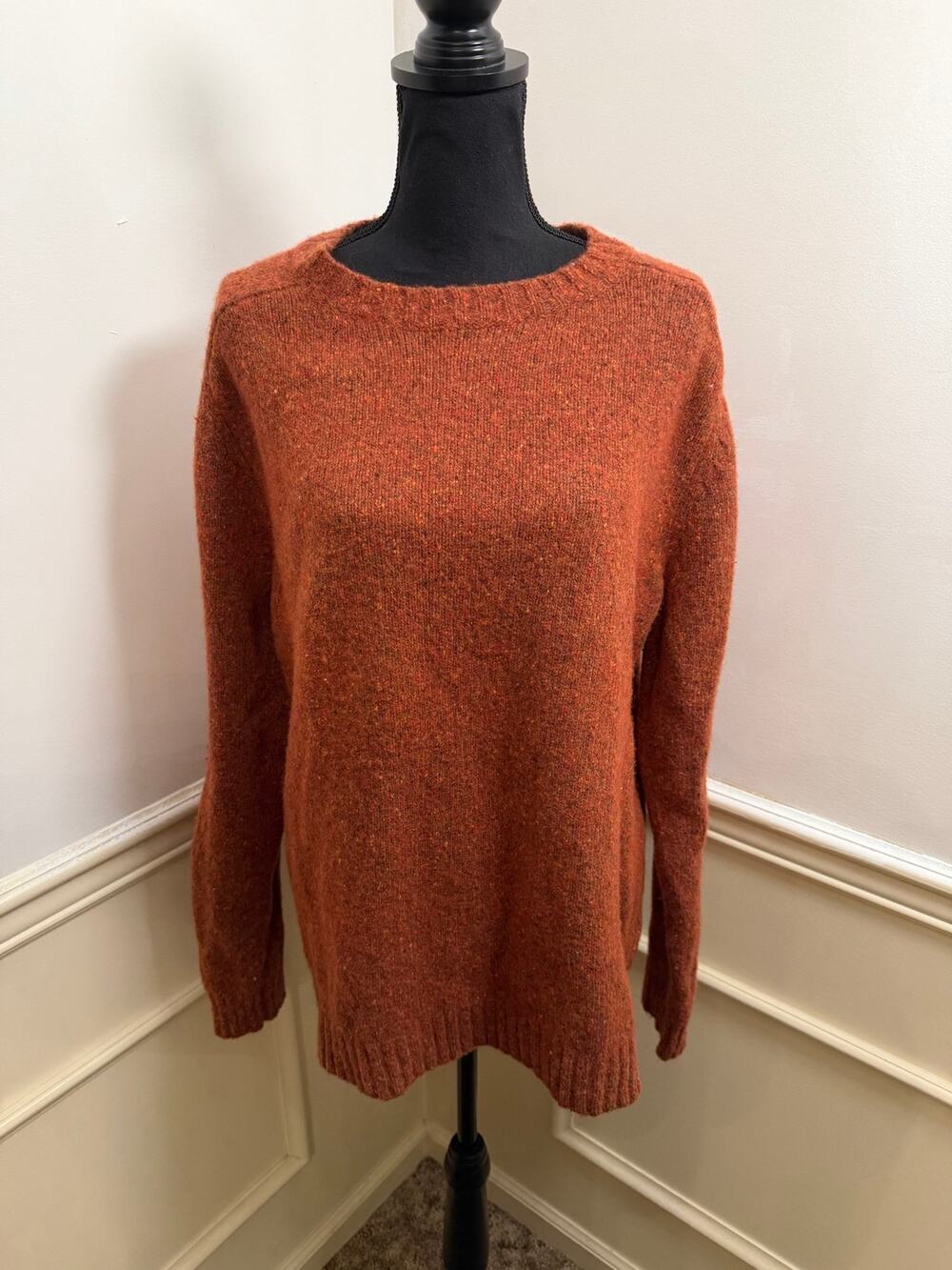 Mollusk California Cambridge Wool Alpaca Blend Knit Crewneck Sweater Rust Fleck